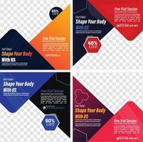 Fitness Social media banner template, shape your body with us, social media promotions template vector