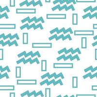 Seamless pattern of blue silhouettes of the zodiac sign Aquarius and rectangles of different sizes on a white background vector
