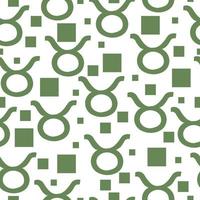 Seamless pattern of gray-green silhouettes of the zodiac sign Taurus and squares of different sizes on a white background vector