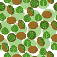 Kiwi seamless pattern and circles, green juicy fruits on a white background vector