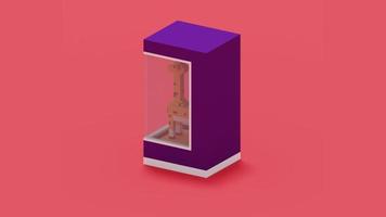 Footage of rotating 3D giraffe modelling using voxel art style. Include with purple toys box video