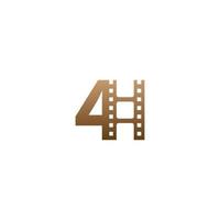 Number 4 with film strip icon logo design template vector