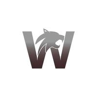 letra w con vector de logotipo de icono de cabeza de pantera