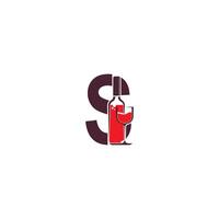 Letter S with wine bottle icon logo vector