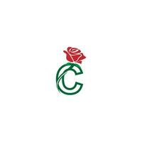 Letter C with rose icon logo vector template