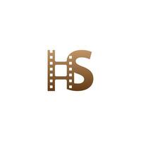 Letter S with film strip icon logo design template vector