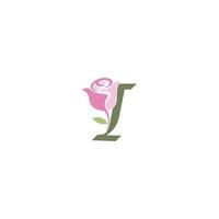 Letter I with rose icon logo vector template