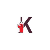 Letter K with wine bottle icon logo vector