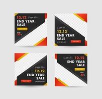 Set of Editable square banner template. Red and gold background color with stripe line shape. Suitable for social media post and web internet ads vector