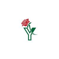 Letter Y with rose icon logo vector template