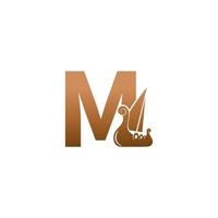 letra m con icono de logotipo plantilla de diseño de velero vikingo vector