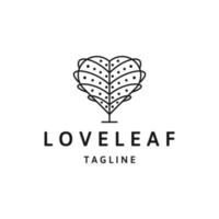 Love leaf line logo icon design template vector