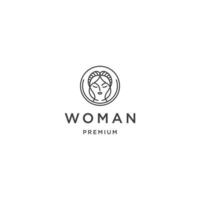 Face woman line logo icon design template flat vector