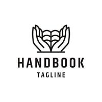 Hand book line logo concept, flat design template vector