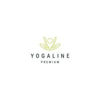 concepto de logotipo de línea de yoga humana, plantilla de diseño de icono plano vector