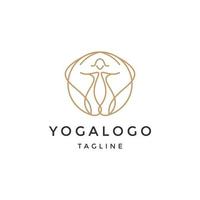 plantilla de diseño de logotipo de hoja de yoga de meditación vector plano