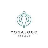 plantilla de diseño de logotipo de hoja de yoga de meditación vector plano