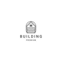 Building line logo concept, flat icon design template vector