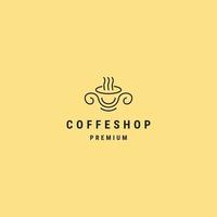 Cup coffee line logo concept, flat icon design template vector