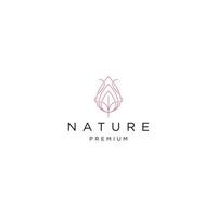 Nature flower line logo concept, flat icon design template vector