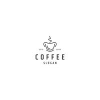 concepto de logotipo de línea de taza de café, plantilla de diseño de icono plano vector