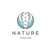 Nature leaf line logo concept, flat icon design vector template