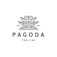 vector plano de plantilla de diseño de icono de logotipo de línea de pagoda