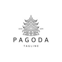 Pagoda line logo icon design template flat vector