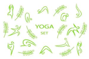 conjunto de posturas de yoga. vector