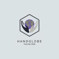 hand globe logo design template for brand or company and other vector