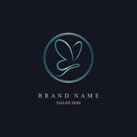 butterfly line style monogram logo design template for brand or company and other vector