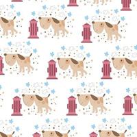 cute dog pattern walking among flowers. pattern For valentine, print,  packaging, decoration, wallpaper and design, case phone, bed cover, pajamas, child pajamas vector