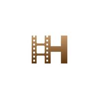 Letter H with film strip icon logo design template vector