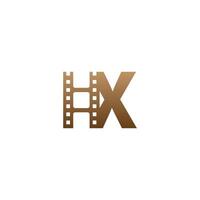 Letter X with film strip icon logo design template vector