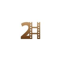 Number 2 with film strip icon logo design template vector