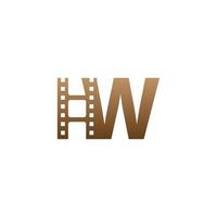 Letter W with film strip icon logo design template vector