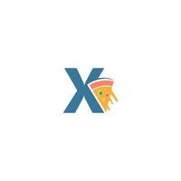 Letter X with pizza icon logo vector