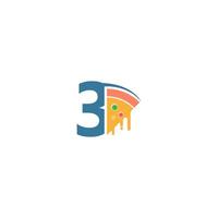 Number 3 with pizza icon logo vector