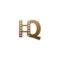 Letter Q with film strip icon logo design template vector