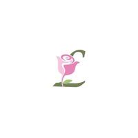 Letter L with rose icon logo vector template