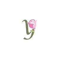 Letter Y with rose icon logo vector template