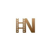 Letter N with film strip icon logo design template vector
