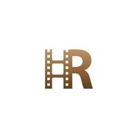 Letter R with film strip icon logo design template vector