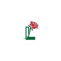 Letter L with rose icon logo vector template