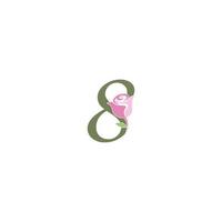 Number 8 with rose icon logo vector template
