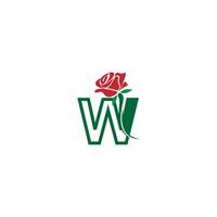 Letter W with rose icon logo vector template