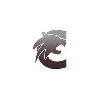Letter C with panther head icon logo vector