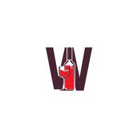 letra w con vector de logotipo de icono de botella de vino