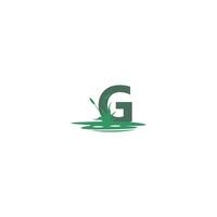 letter G behind puddles and grass template vector
