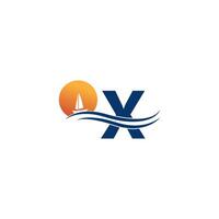 logotipo de letra x con plantilla de icono de paisaje oceánico vector